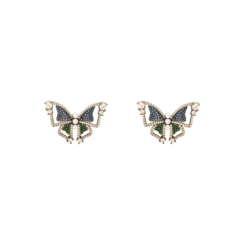 Pearl and Crystal Butterfly Earrings