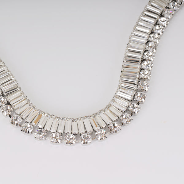 Single Row Baguette Crystal Necklace