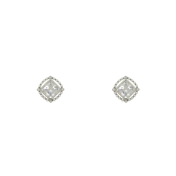 Crystal Square and Pearl Studs