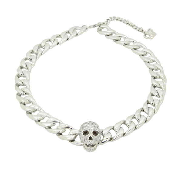 Curb Chain Skull Necklace