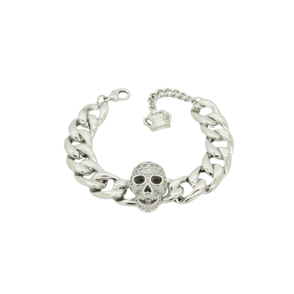 Mens silver 2025 skull bracelet uk