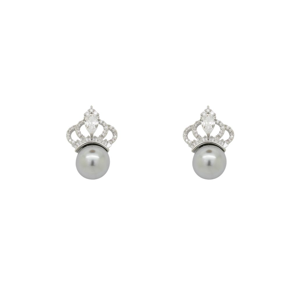 Crown and Pearl Stud Earrings BUTLER WILSON Butler Wilson
