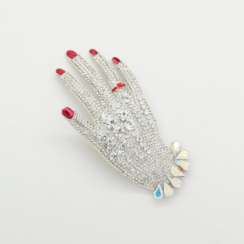 Elegant Crystal Hand Brooch