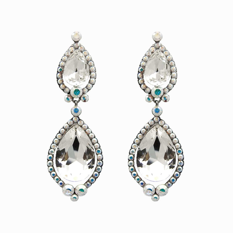 Double Pear Drop Crystal Earrings