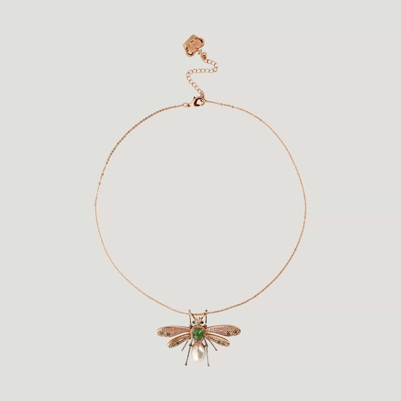 Crystal Fly with Pearl Necklace