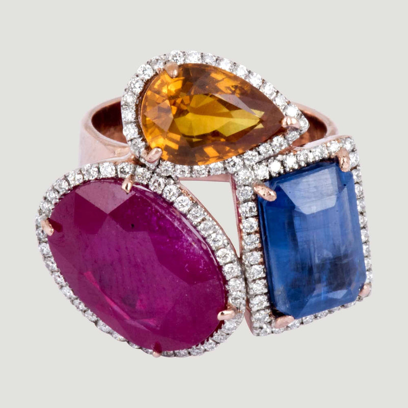 Yellow Diamond & Sapphire Ring