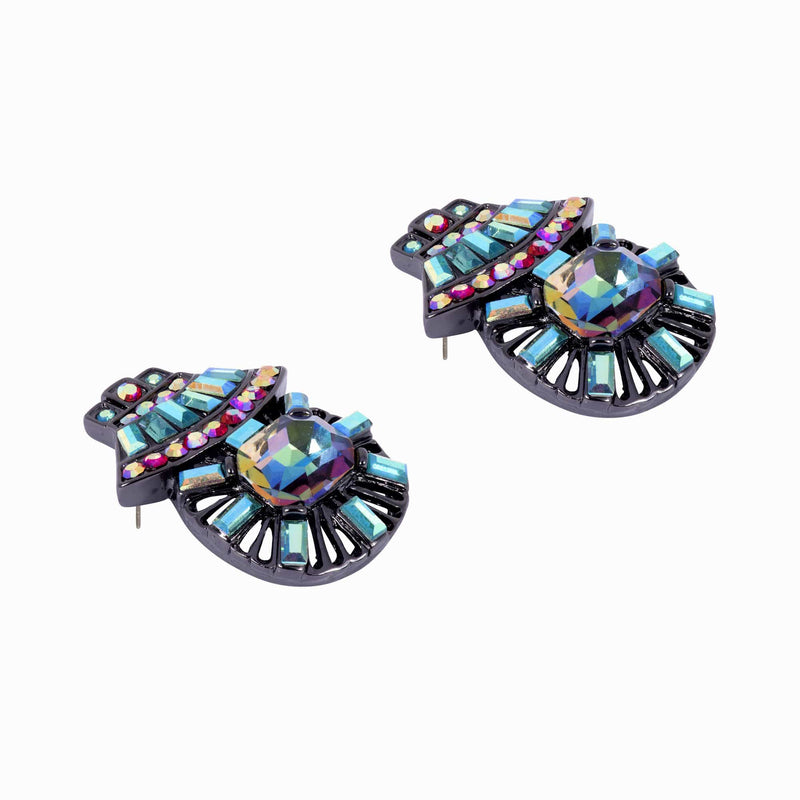 Crystal Art Deco Fan Earrings
