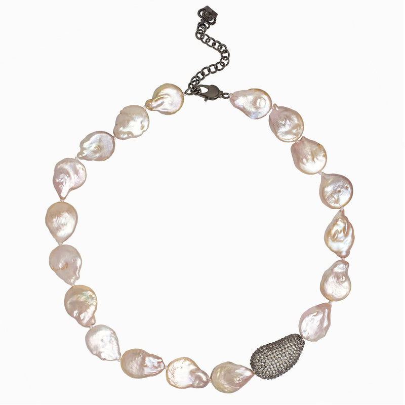 Chunky Baroque Pearl and Crystal Necklace