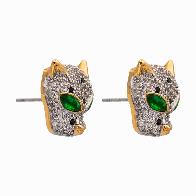 Crystal Leopard Head Stud Earrings