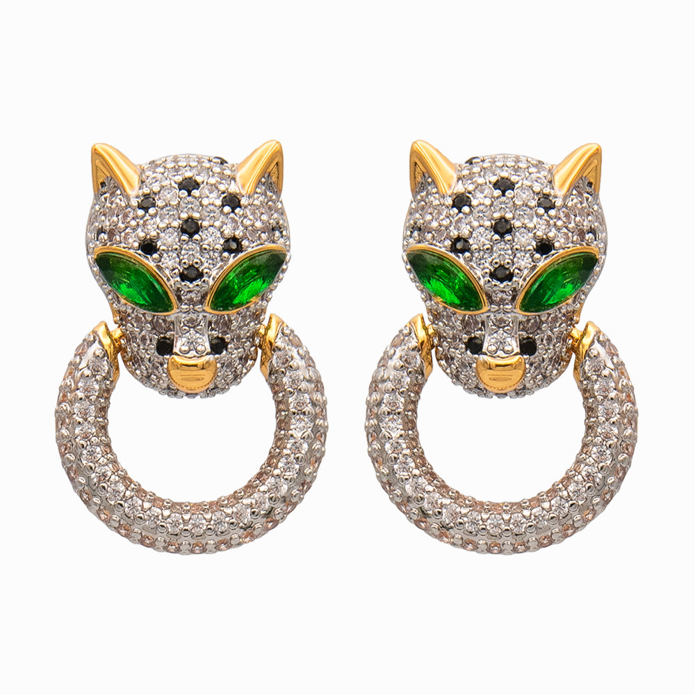 Crystal Leopard Head & Ring Earrings | BUTLER & WILSON