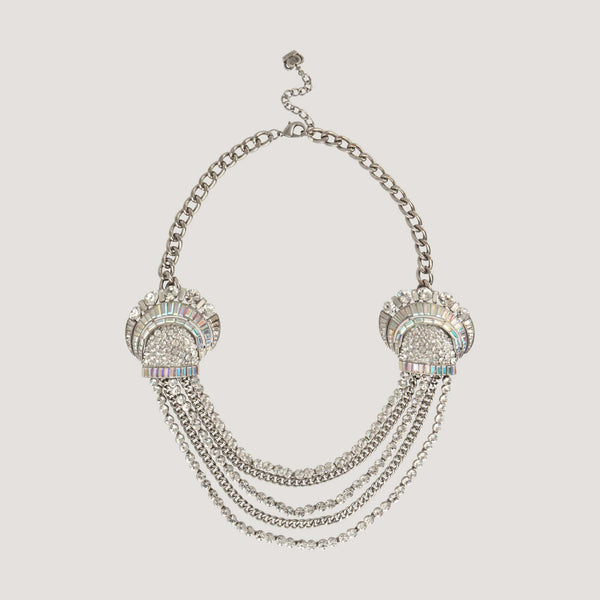 Crystal Double Shell Chain Necklace