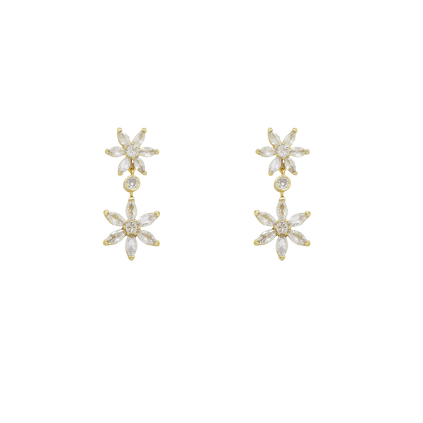 Crystal Double Daisy Drop Earrings