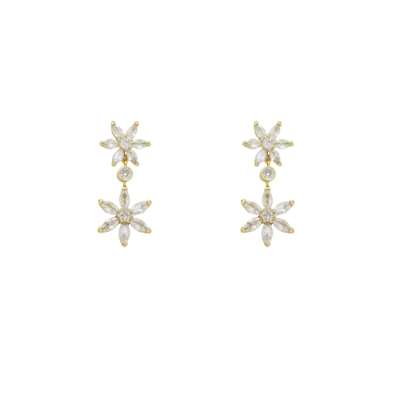 Double Daisy Drop Earrings