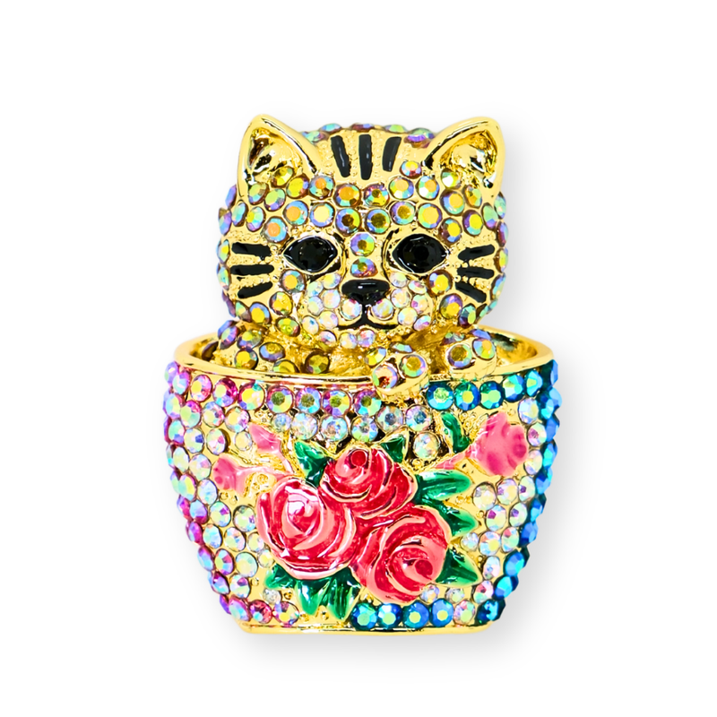 Tea Cup Kitten Brooch