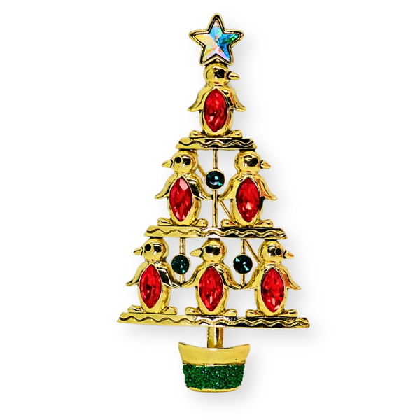 Penguin Party Christmas Brooch