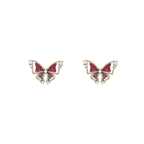 Pearl and Crystal Butterfly Earrings