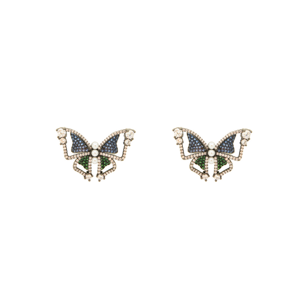 Pearl and Crystal Butterfly Earrings