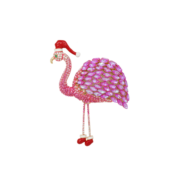 Tropical Christmas Flamingo Brooch