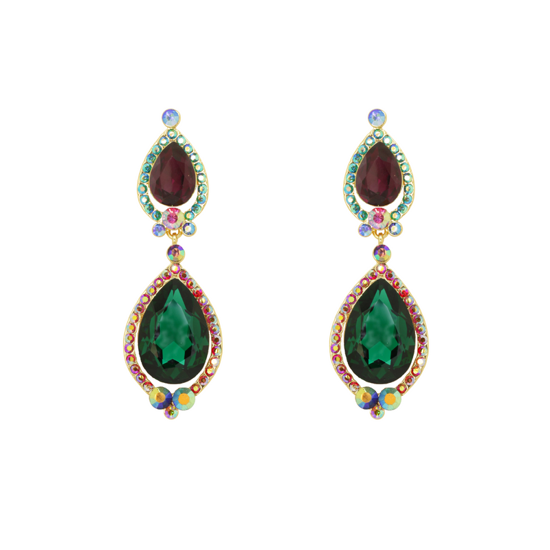 Double Pear Drop Crystal Earrings