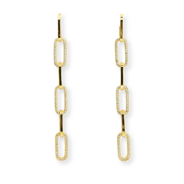 Long Crystal Link Earrings