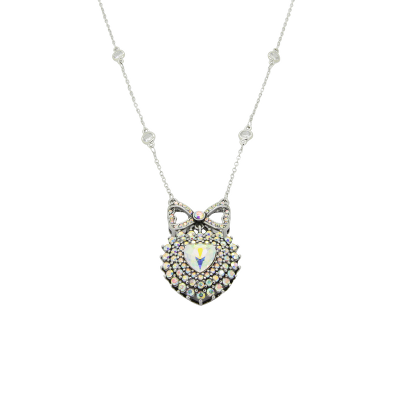 Crystal Heart and Bow Pendant