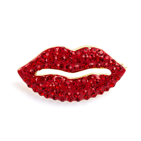 Small Crystal Lips Brooch