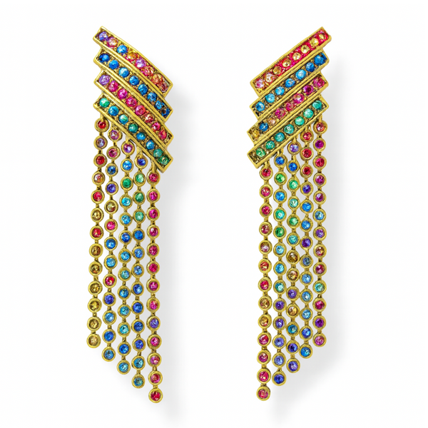 Crystal Bar Tassel Earrings