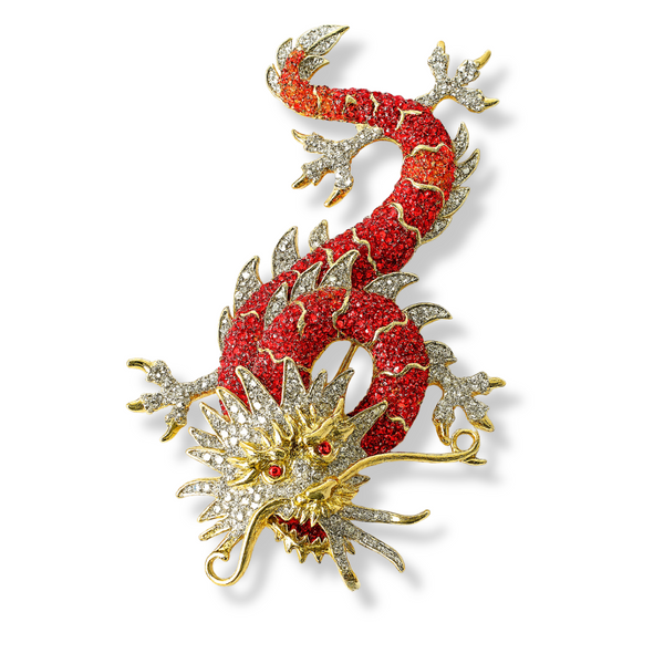Majestic Crystal Chinese Dragon Brooch