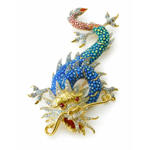 Majestic Crystal Chinese Dragon Brooch