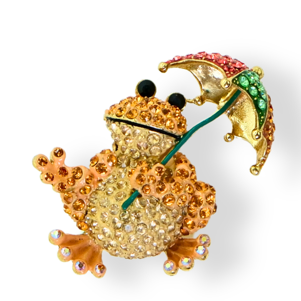 Rainy Day Frog Brooch