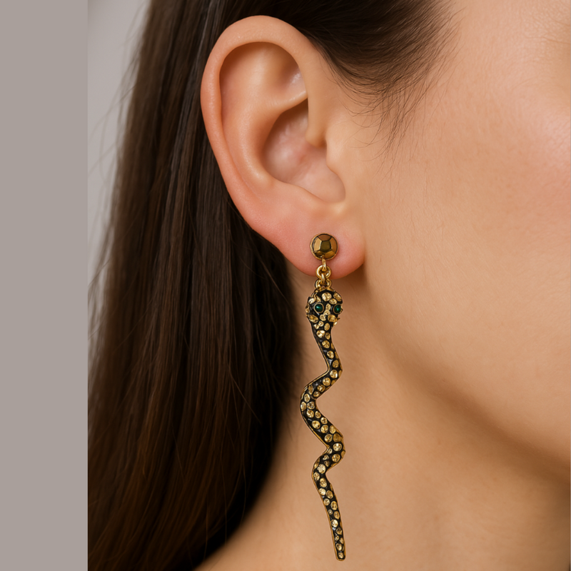 Crystal Snake Drop Earrings