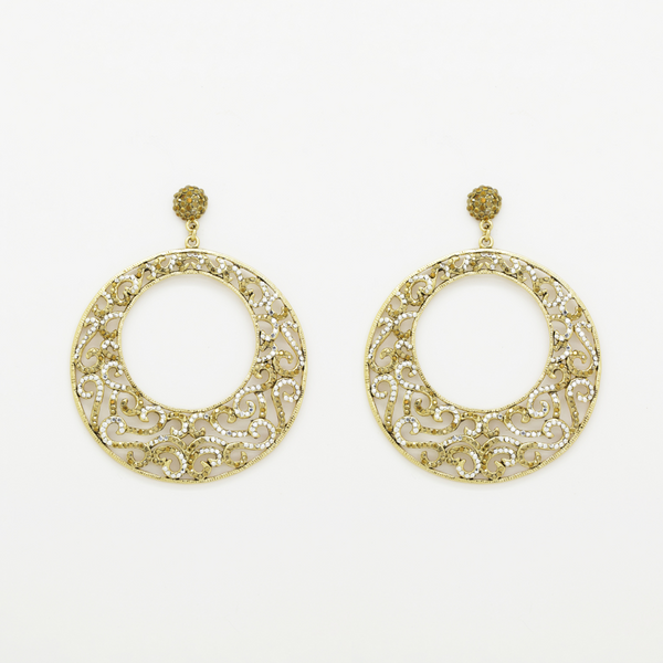 Crystal Filigree Disc Earrings