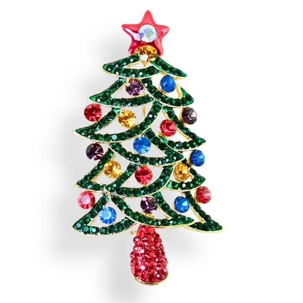 Jingle Bell Christmas Tree Brooch