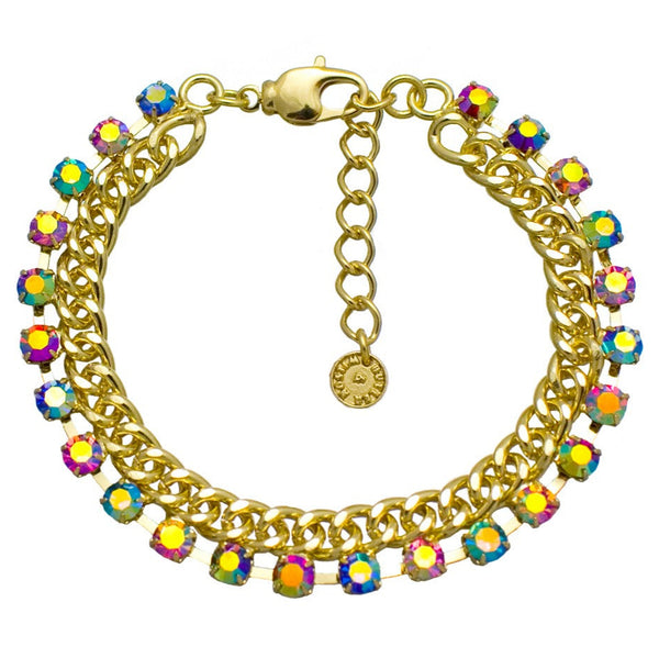 Crystal Lined Curb Chain Bracelet