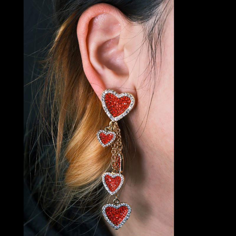 Multi Crystal Heart Earrings