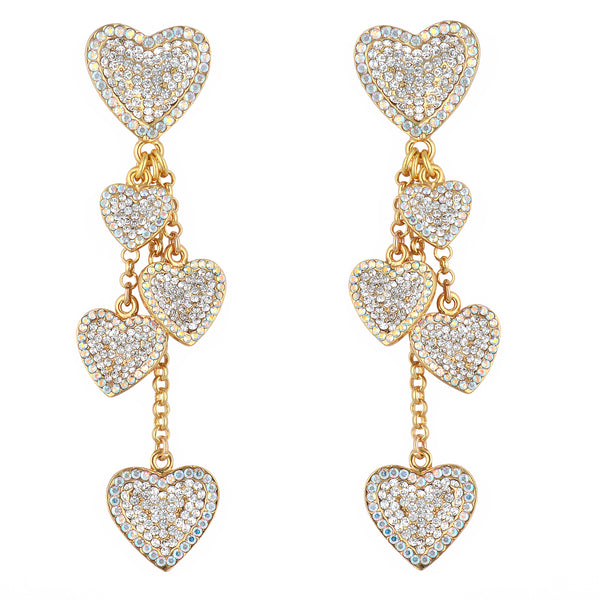 Multi Crystal Heart Earrings