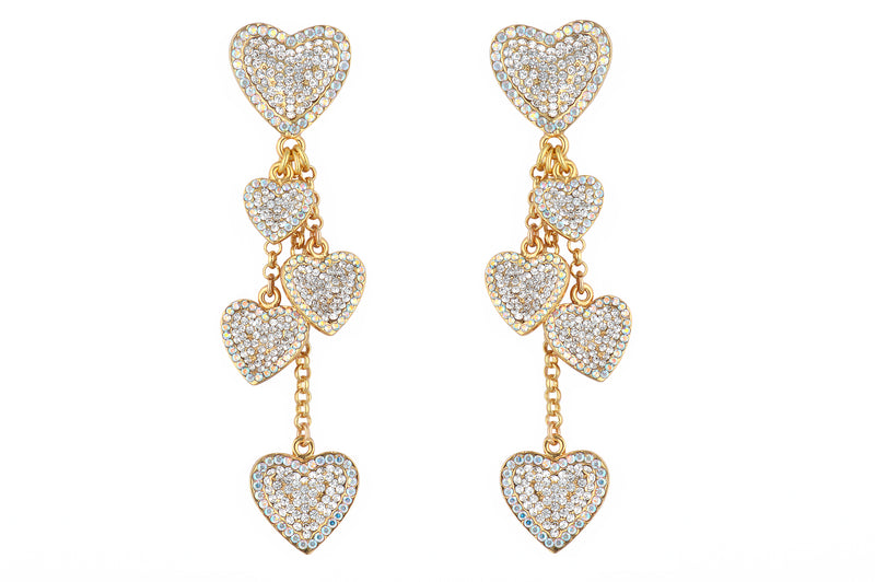 Multi Crystal Heart Earrings