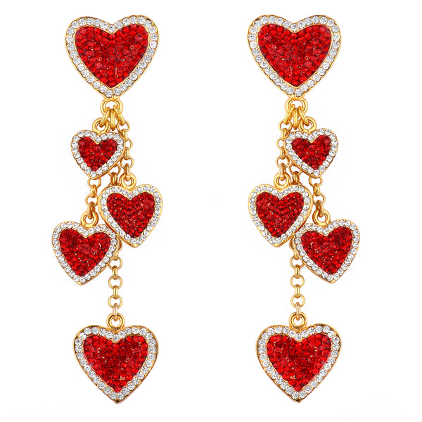 Multi Crystal Heart Earrings