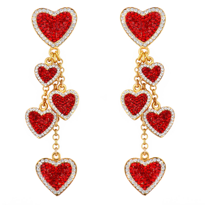 Multi Crystal Heart Earrings
