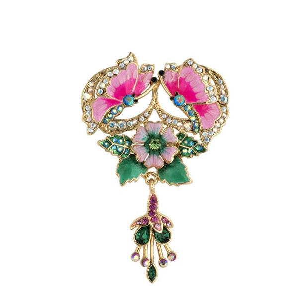 Antique Style Floral Butterfly Brooch