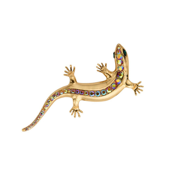 Crystal Lined Lizard Brooch