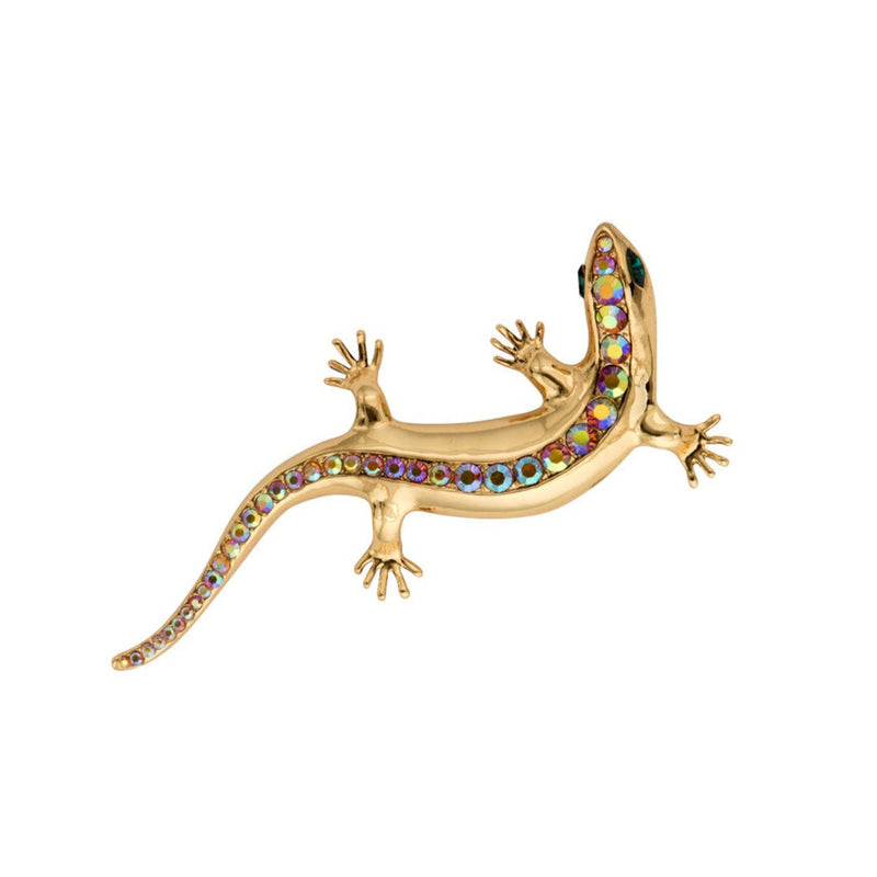 Crystal Lined Lizard Brooch