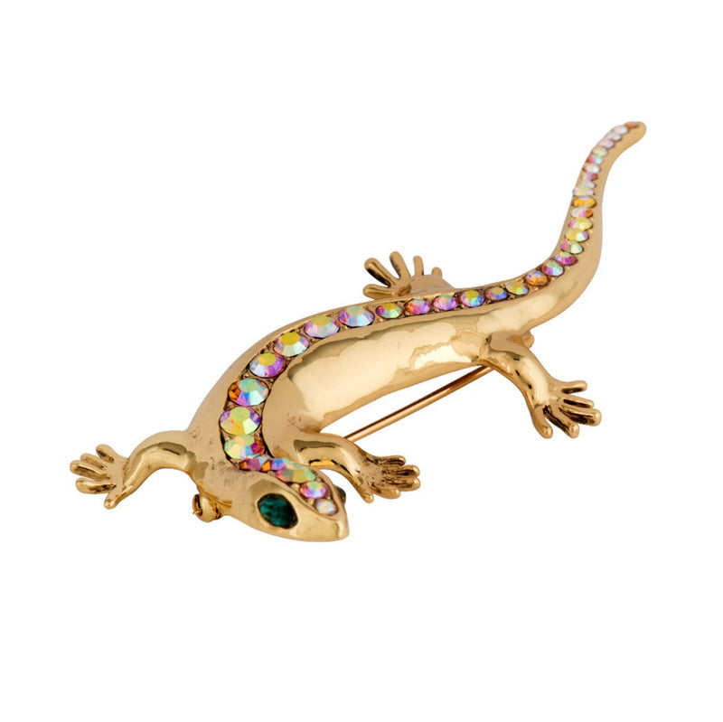 Crystal Lined Lizard Brooch