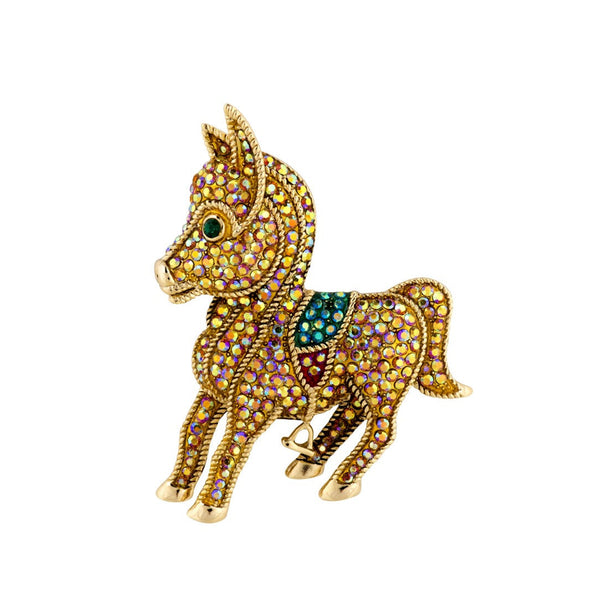 Crystal Pony Brooch