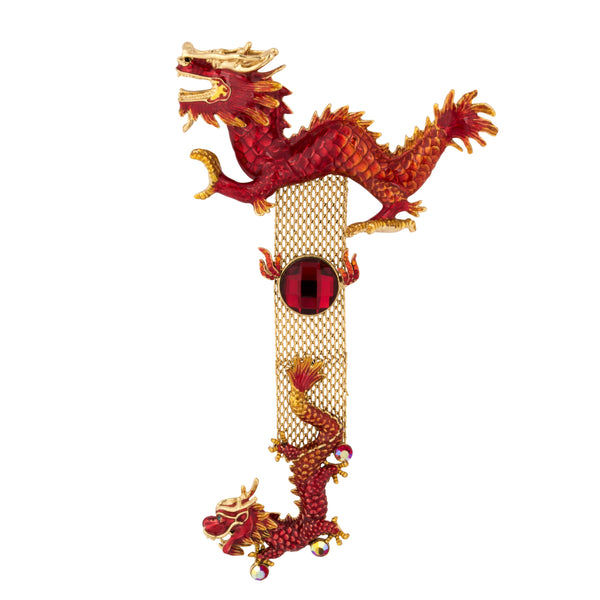 Double Chinese Dragon Brooch