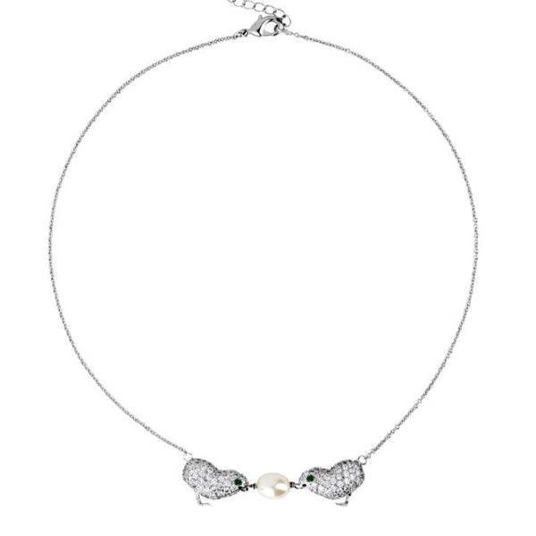 Twin Chicks and Pearl Necklace