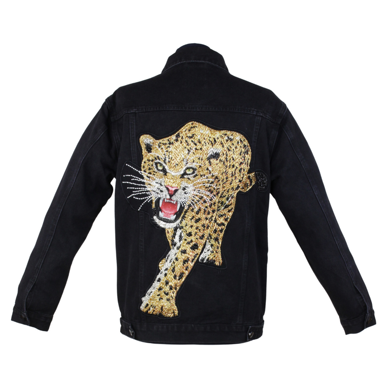 Leopard print denim sales jacket