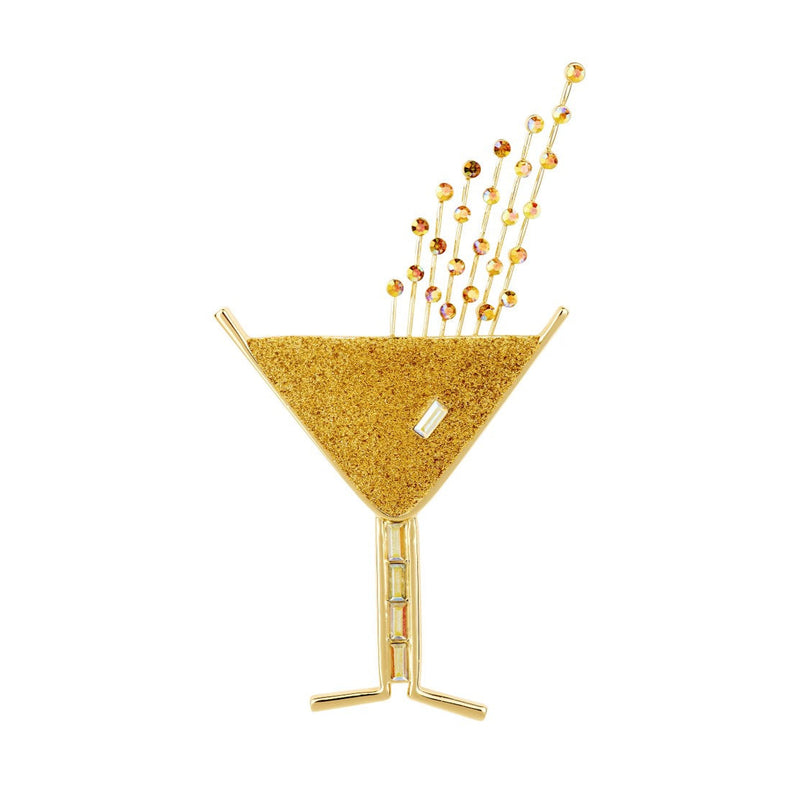 Glitter Champagne Glass Brooch