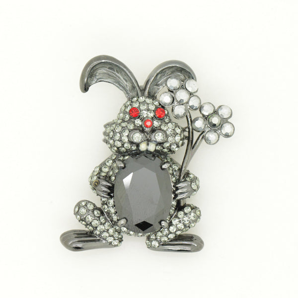 Bunny with Flowers Brooch