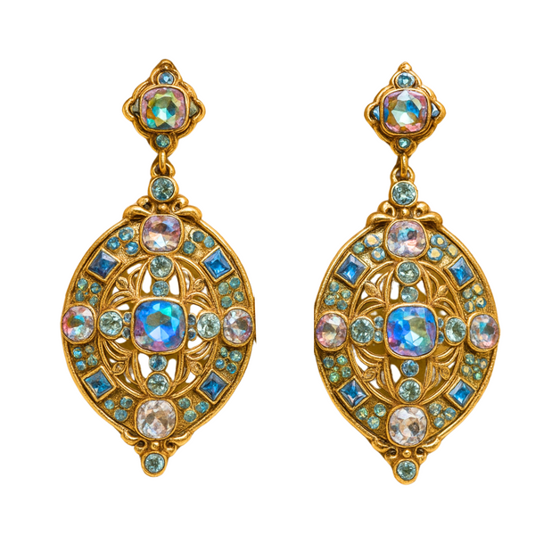 Crystal Oval Drop Earrings